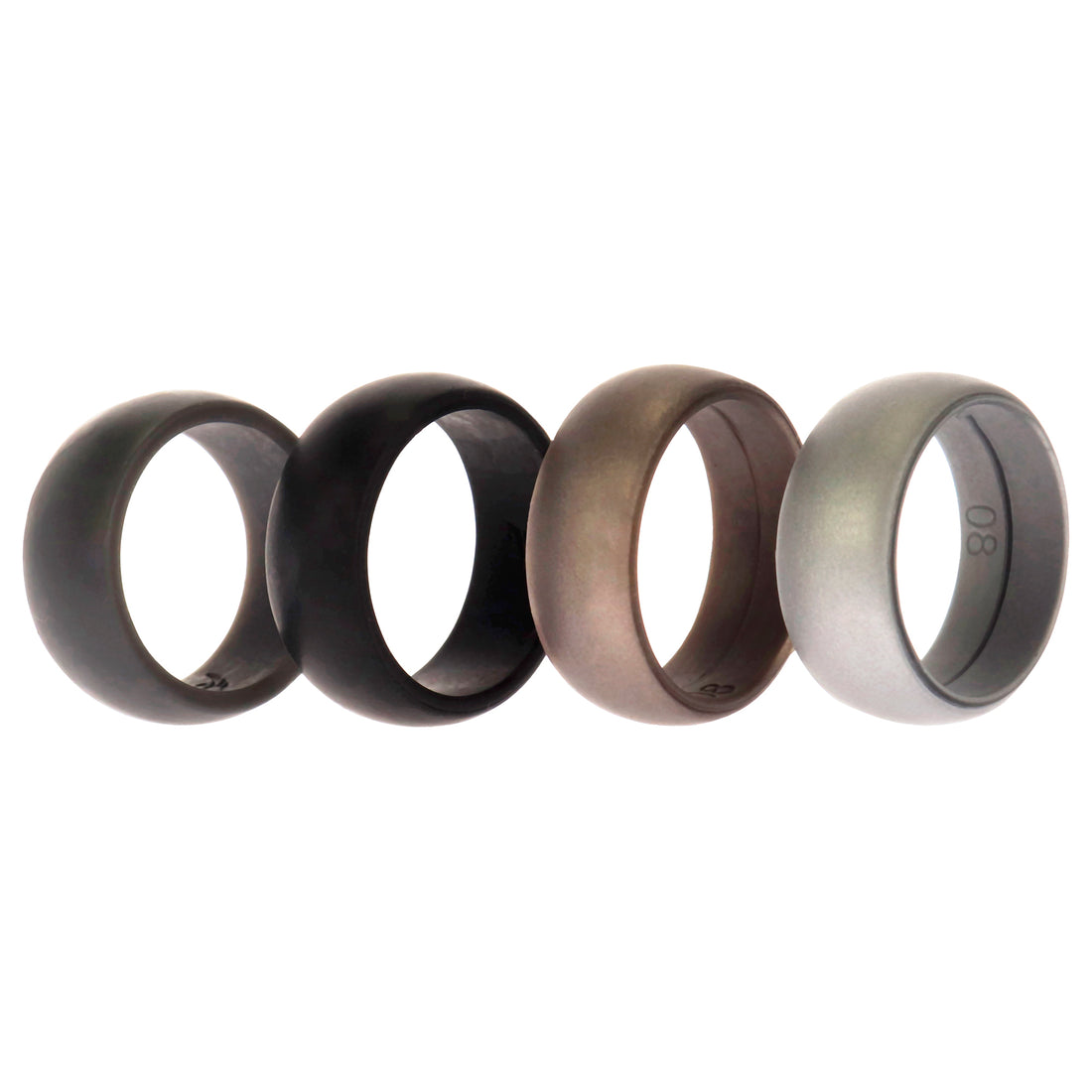 ROQ Silicone Wedding Ring Set - Metal-Silver