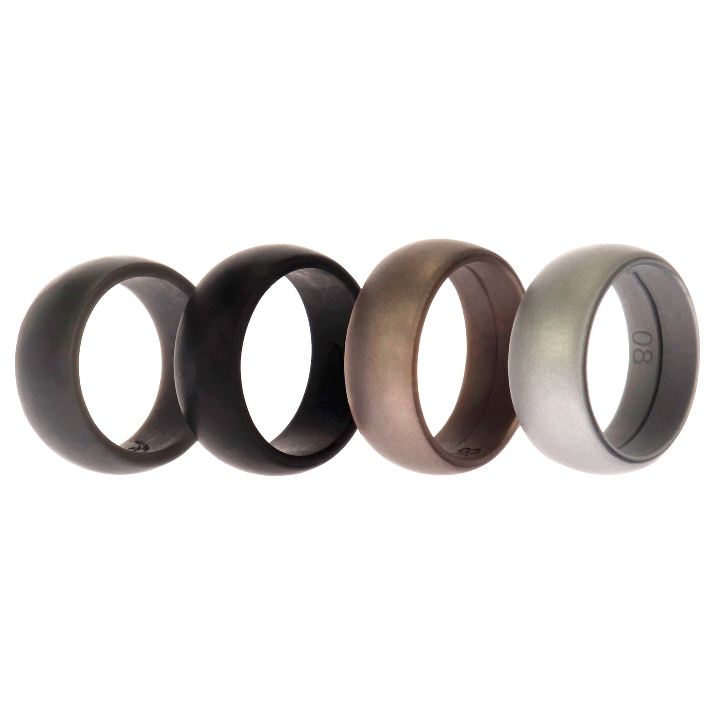 ROQ Silicone Wedding Ring Set - Metal-Silver