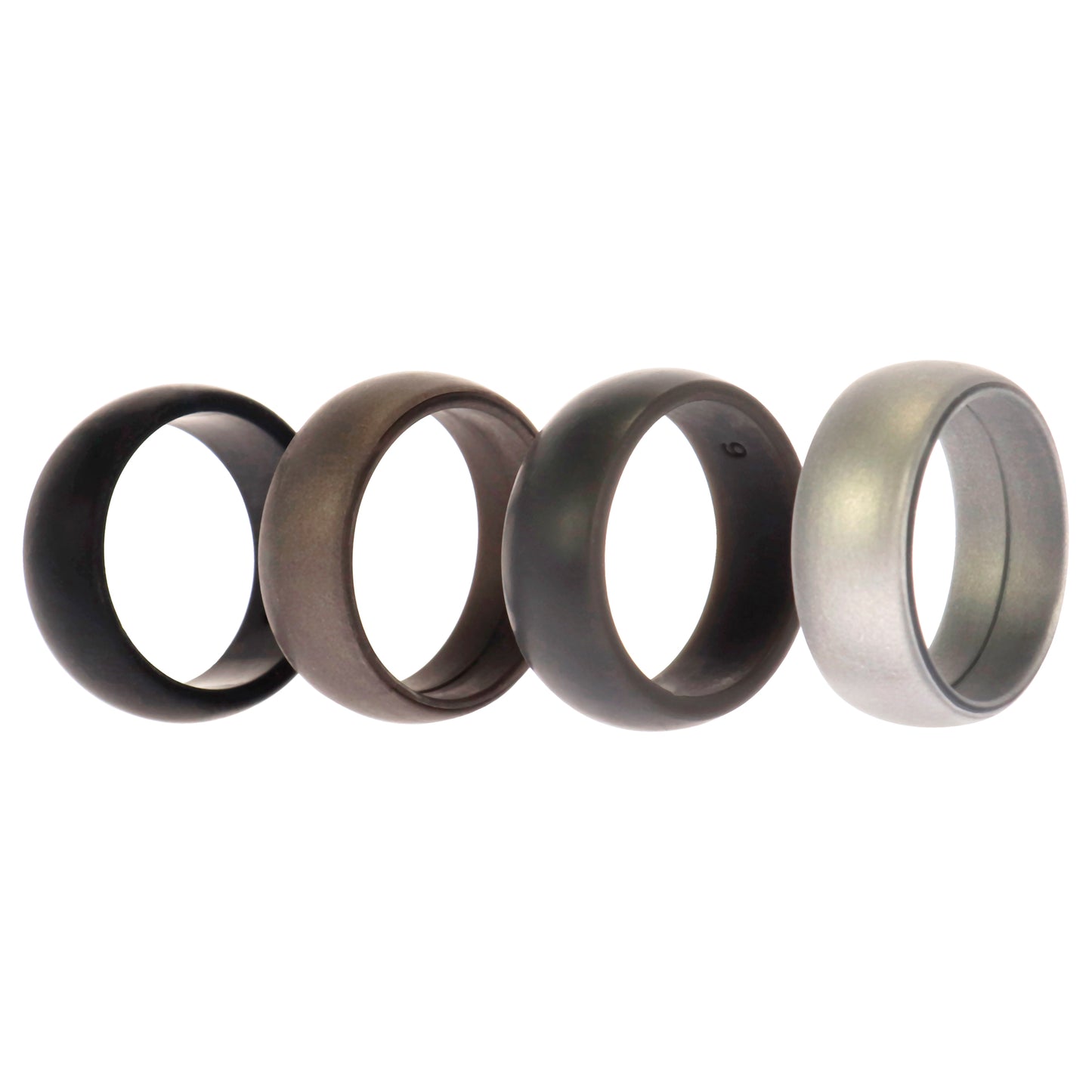 ROQ Silicone Wedding Ring Set - Metal-Silver