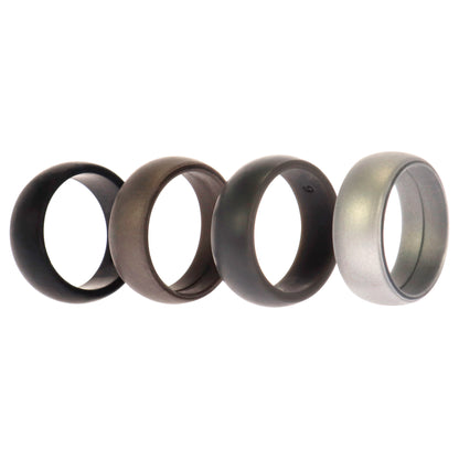 ROQ Silicone Wedding Ring Set - Metal-Silver