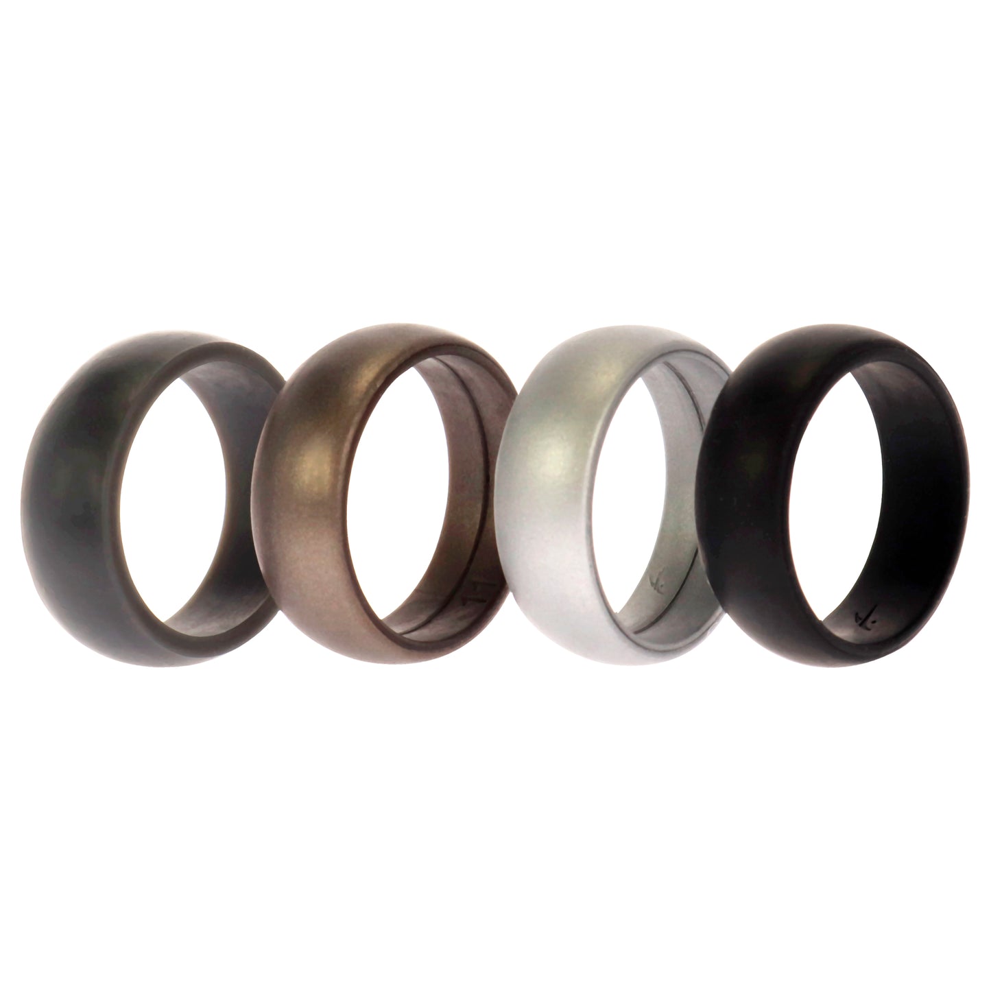 ROQ Silicone Wedding Ring Set - Metal-Silver