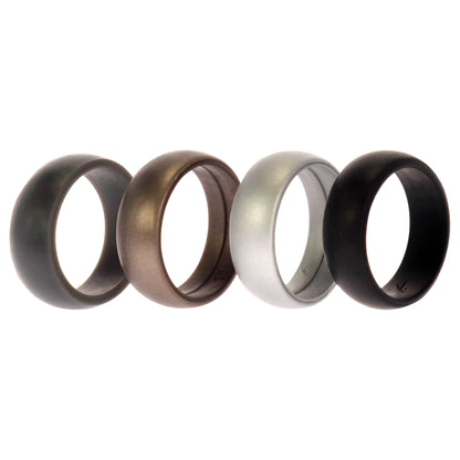 ROQ Silicone Wedding Ring Set - Metal-Silver