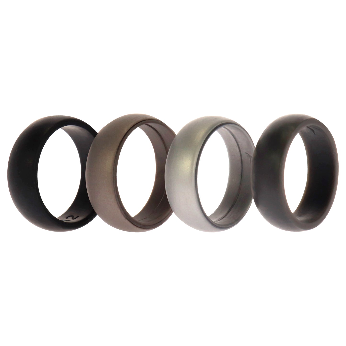 ROQ Silicone Wedding Ring Set - Metal-Silver