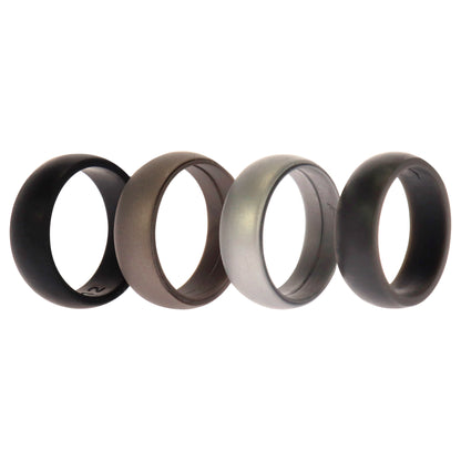 ROQ Silicone Wedding Ring Set - Metal-Silver