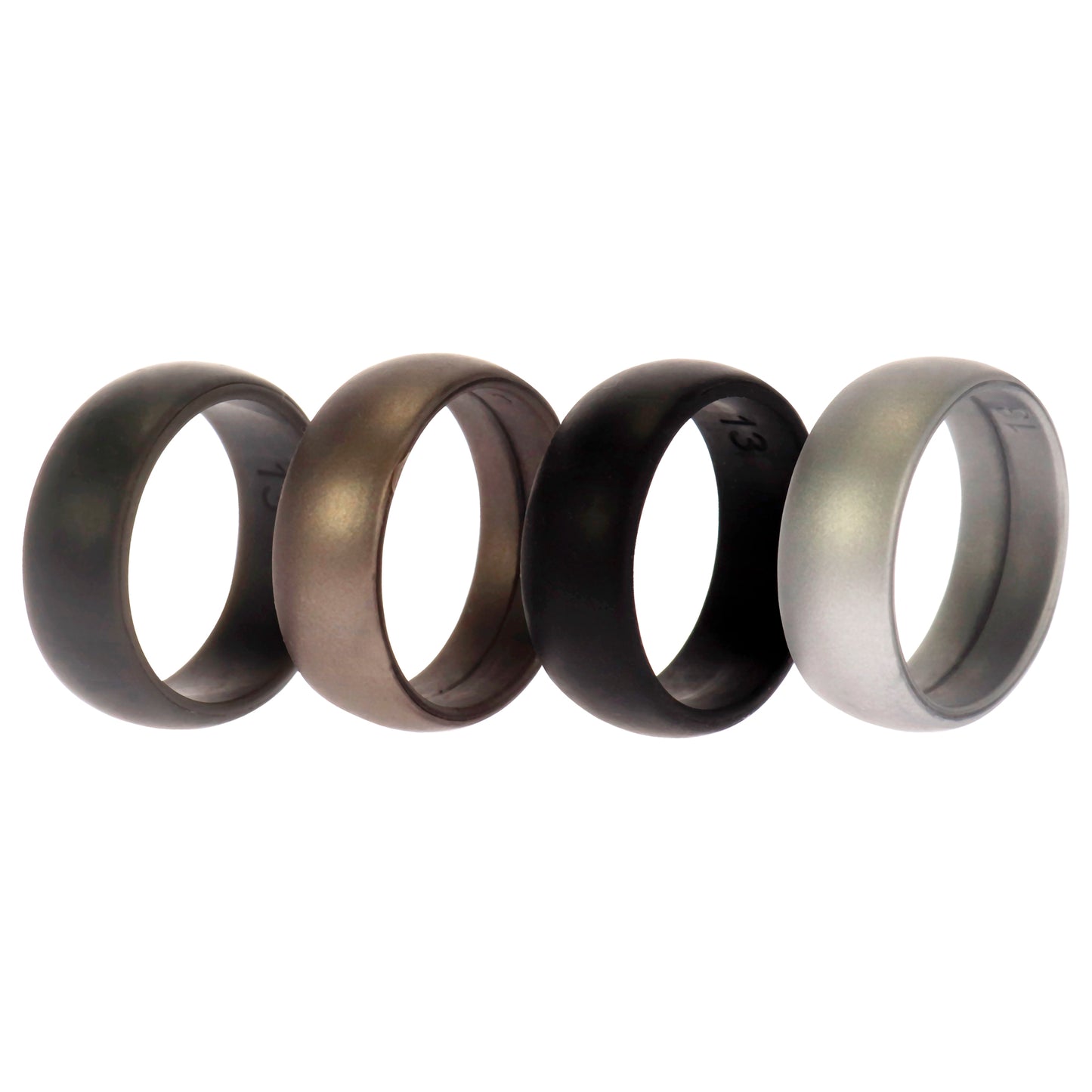 ROQ Silicone Wedding Ring Set - Metal-Silver