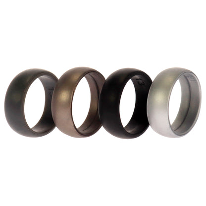 ROQ Silicone Wedding Ring Set - Metal-Silver