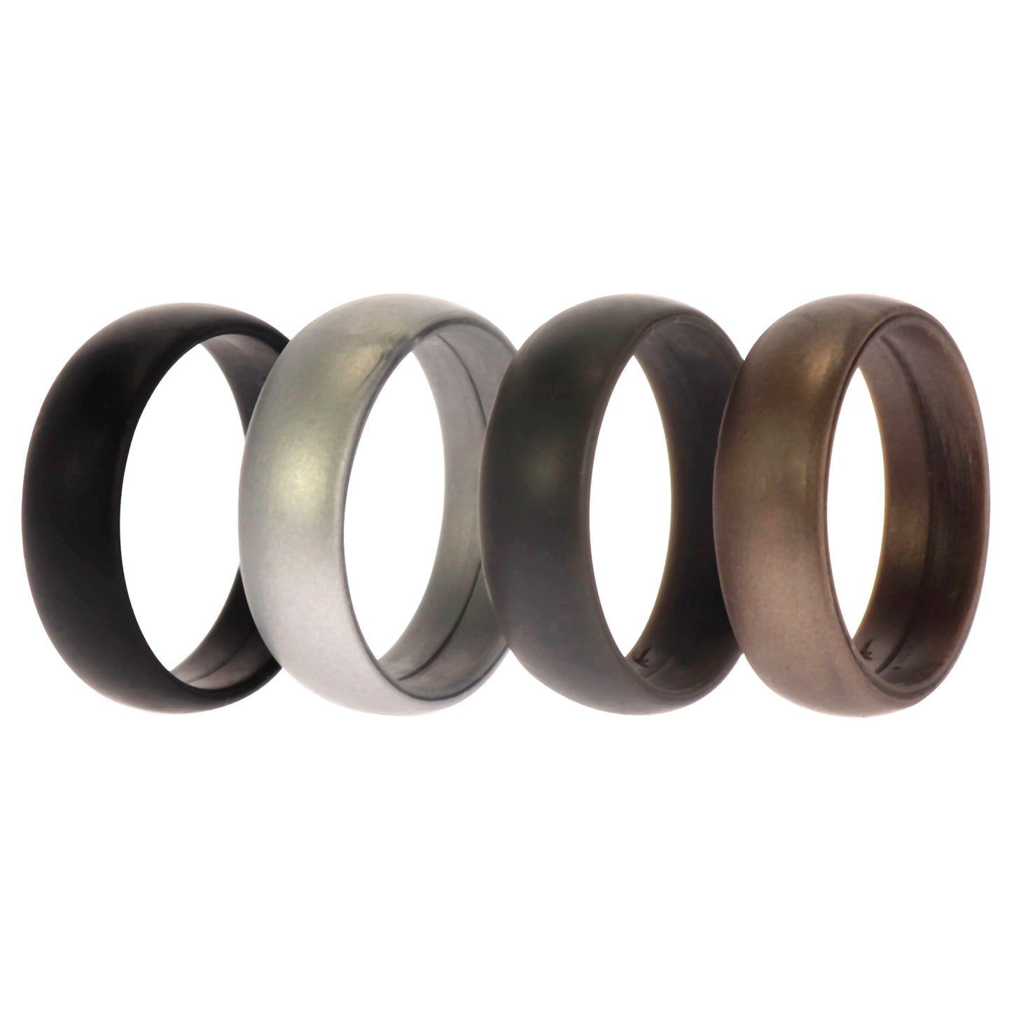 ROQ Silicone Wedding Ring Set - Metal-Silver