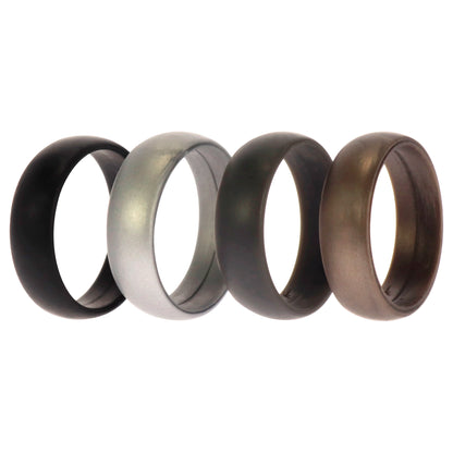 ROQ Silicone Wedding Ring Set - Metal-Silver