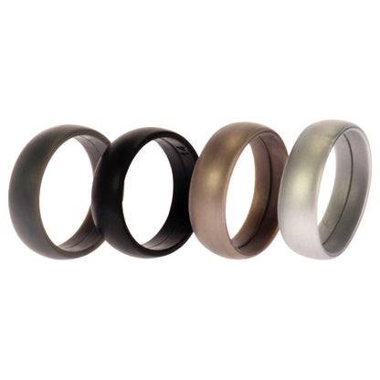 ROQ Silicone Wedding Ring Set - Metal-Silver