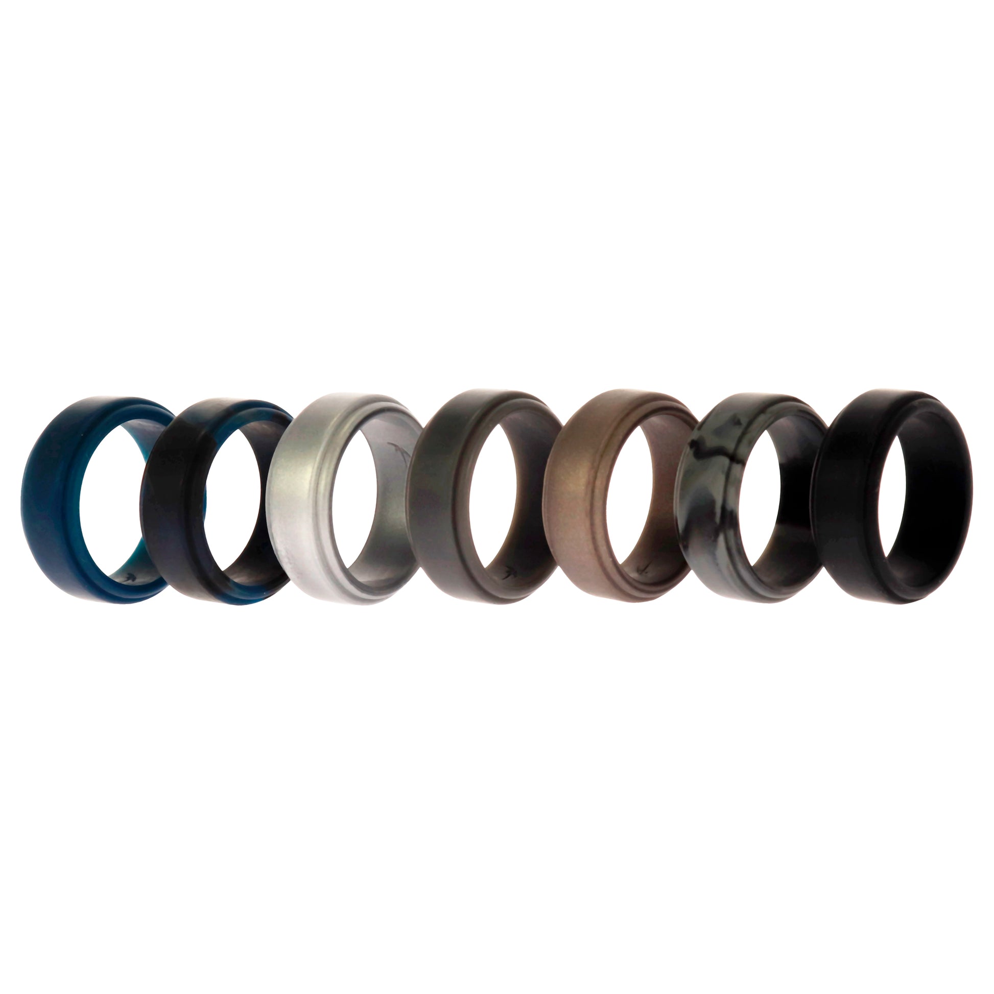 ROQ Silicone Wedding Step Ring Set - Metal