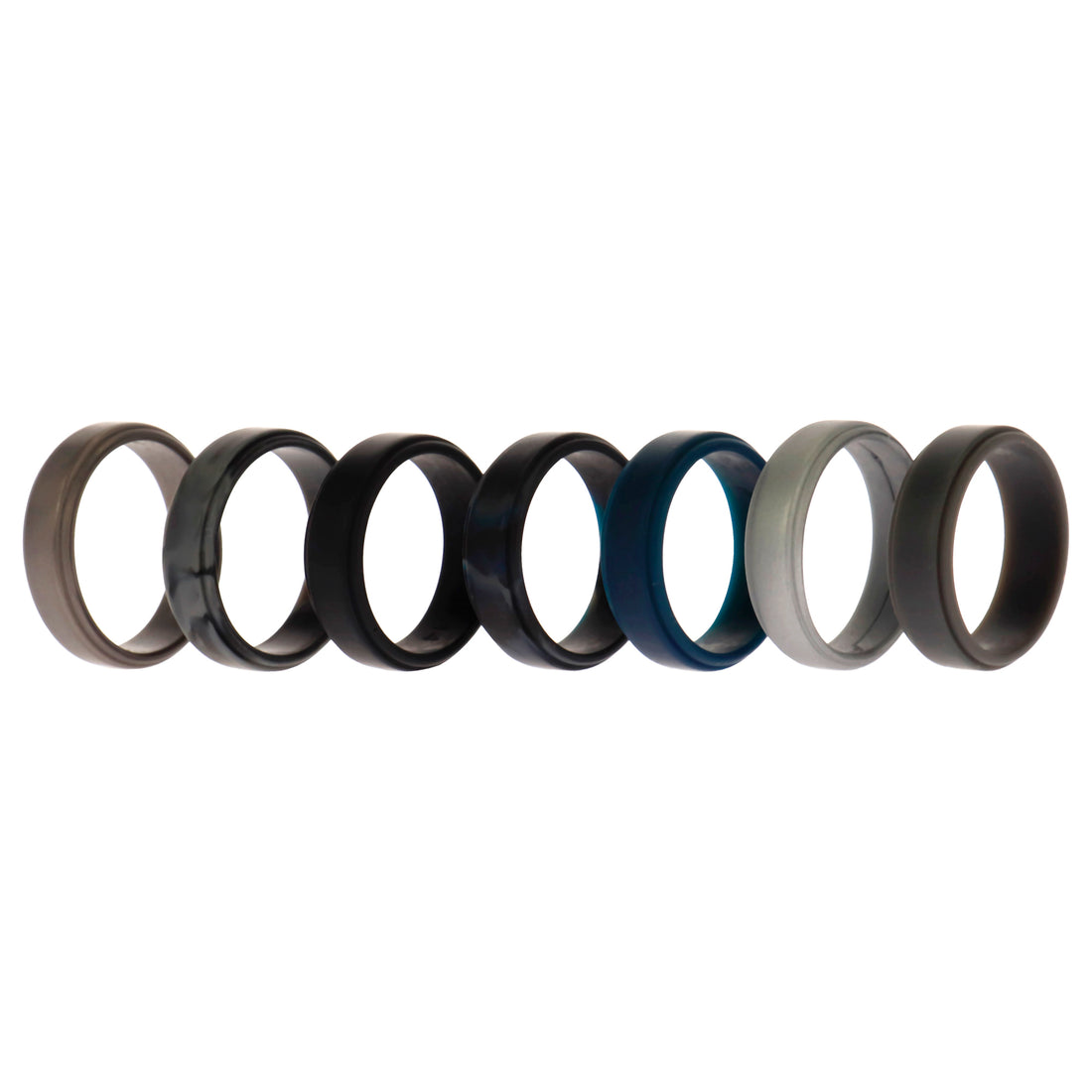 ROQ Silicone Wedding Step Ring Set - Metal