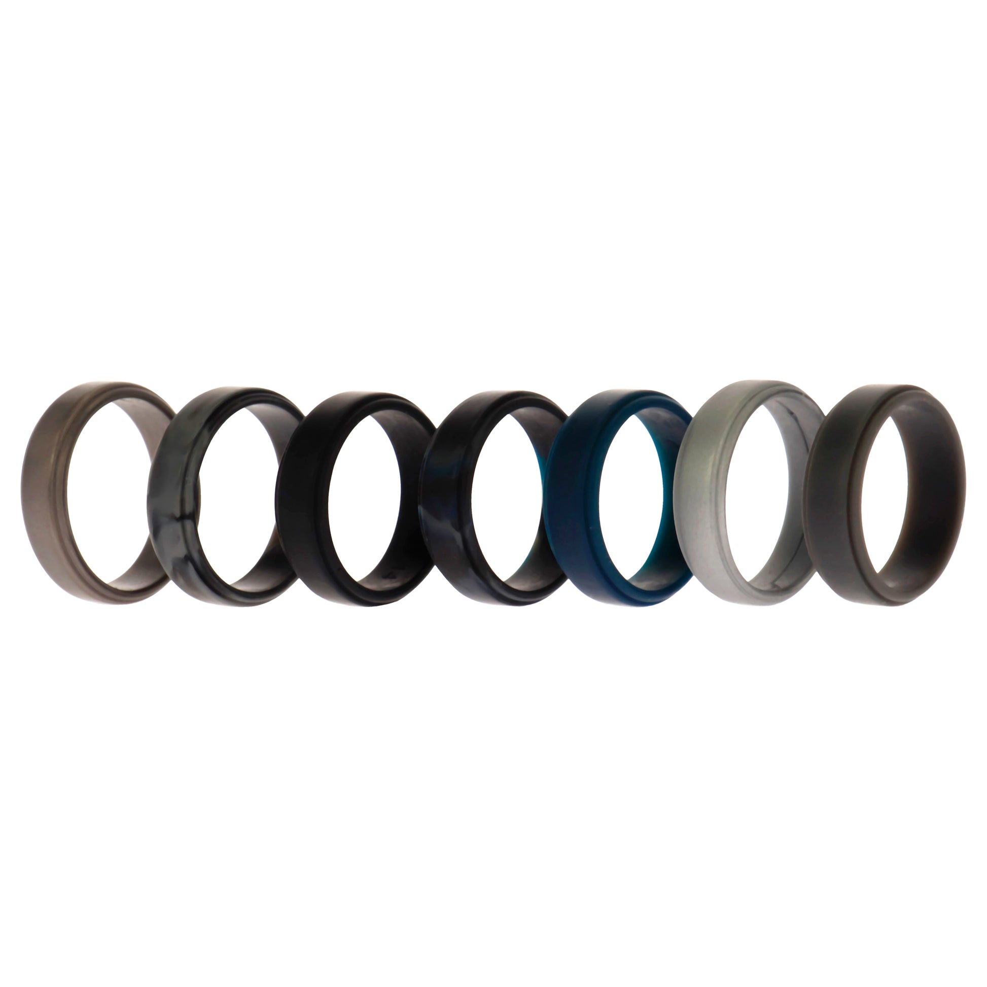 ROQ Silicone Wedding Step Ring Set - Metal