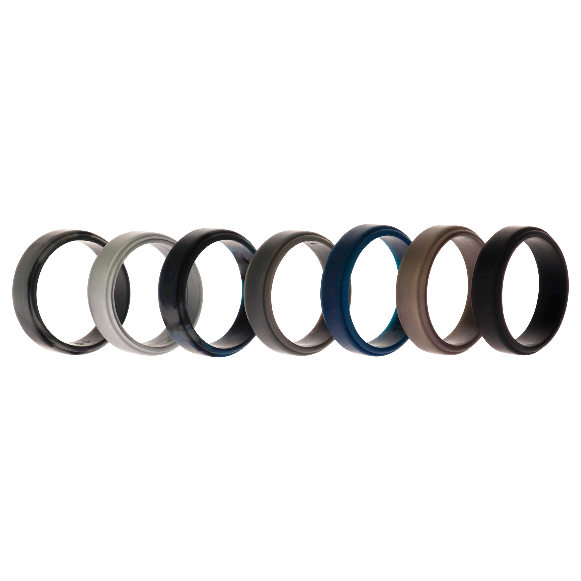 ROQ Silicone Wedding Step Ring Set - Metal