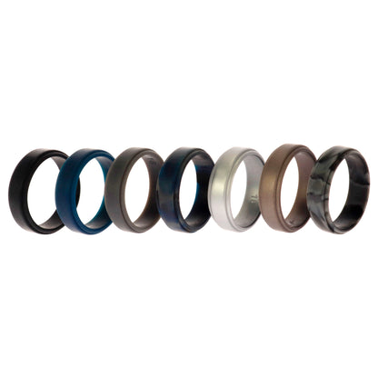ROQ Silicone Wedding Step Ring Set - Metal
