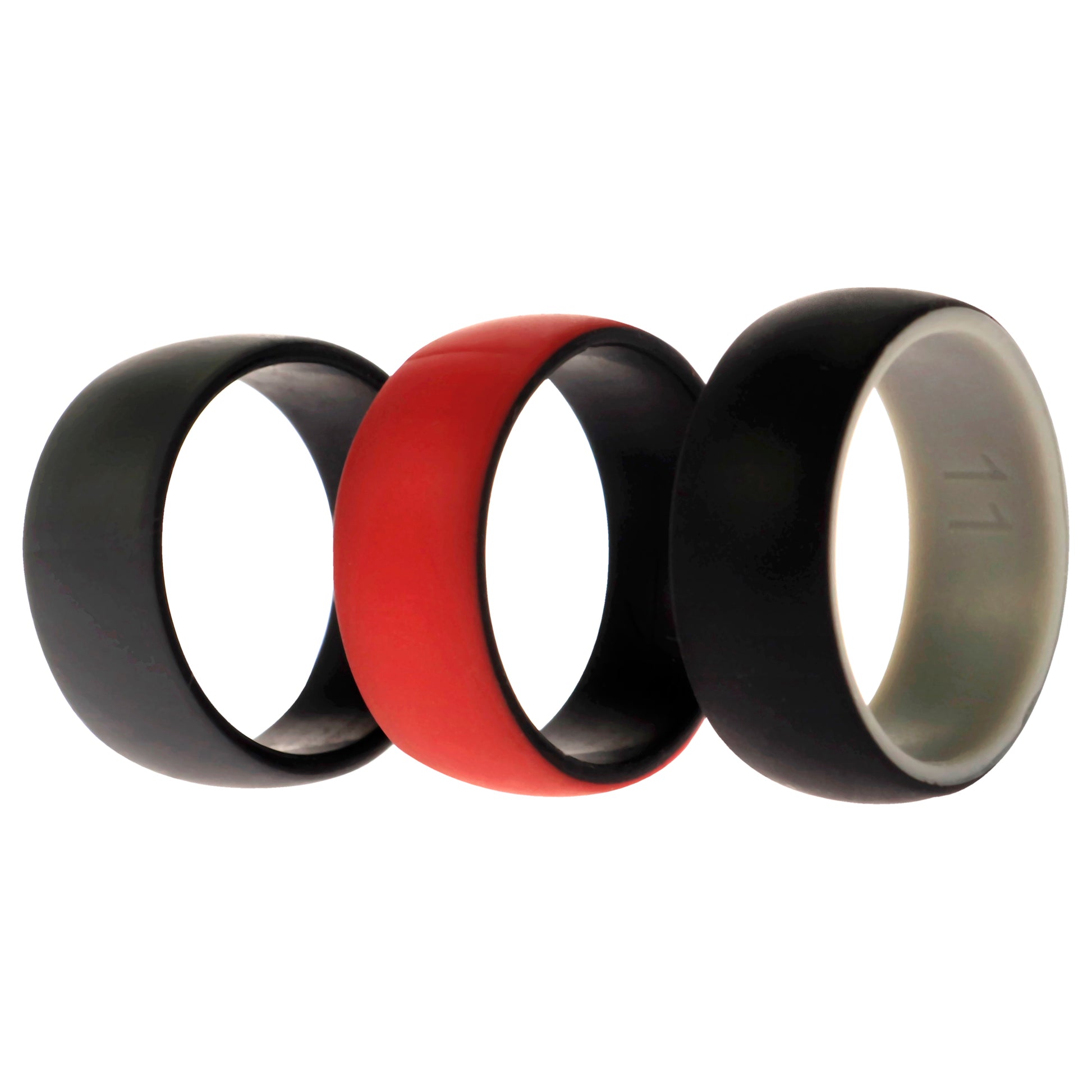 ROQ Silicone Wedding 2Layer Dome Ring Set - Black-Red