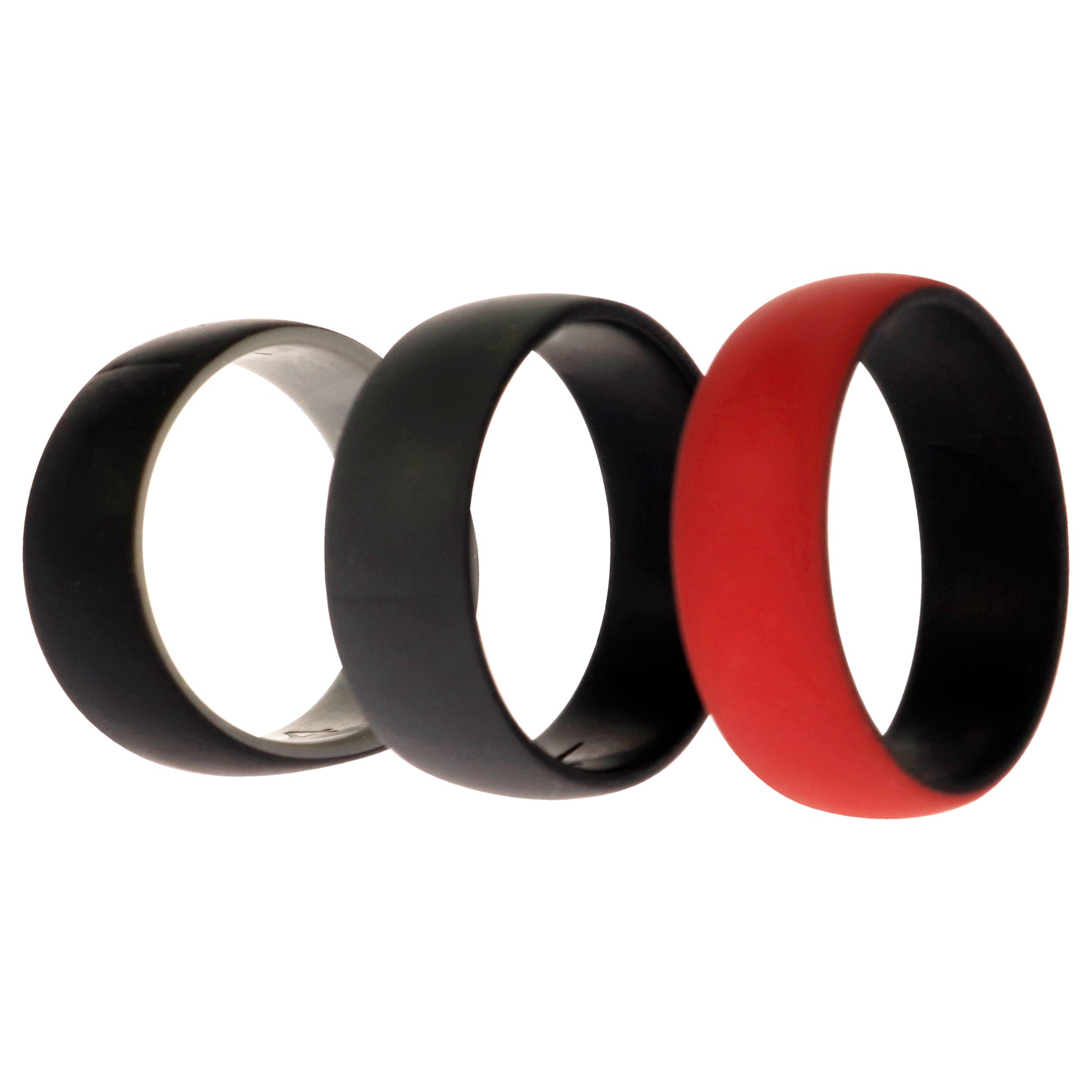 ROQ Silicone Wedding 2Layer Dome Ring Set - Black-Red