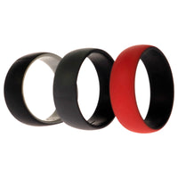 ROQ Silicone Wedding 2Layer Dome Ring Set - Black-Red