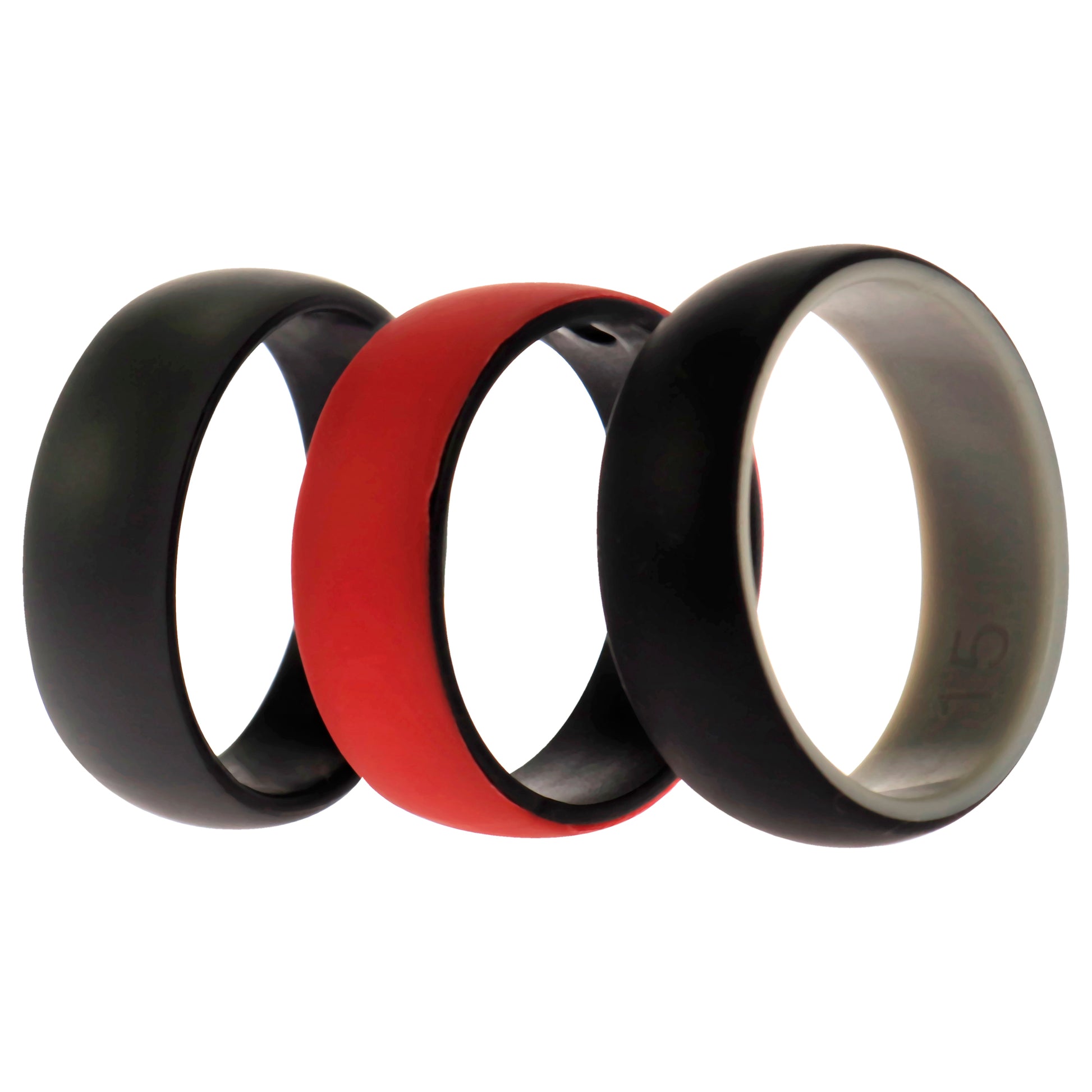 ROQ Silicone Wedding 2Layer Dome Ring Set - Black-Red