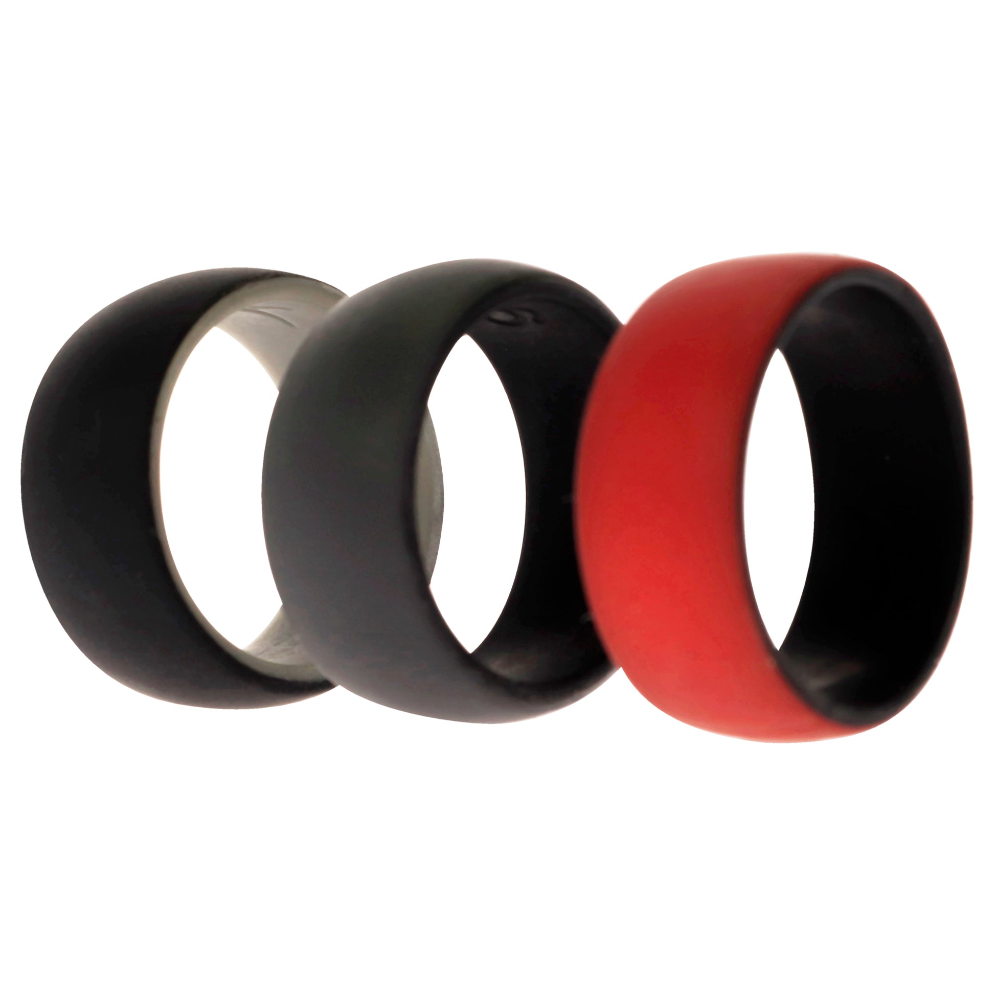 ROQ Silicone Wedding 2Layer Dome Ring Set - Black-Red