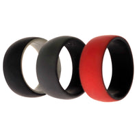 ROQ Silicone Wedding 2Layer Dome Ring Set - Black-Red
