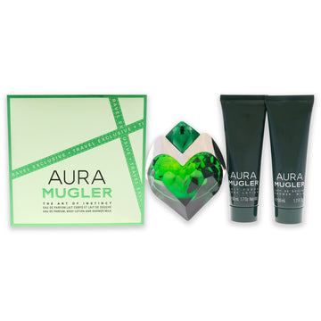 Aura Mugler by Thierry Mugler for Women 3 Pc Gift Set 1.7oz EDP Spray (Refillable), 1.7oz Body Lotion, 1.7oz Shower Gel