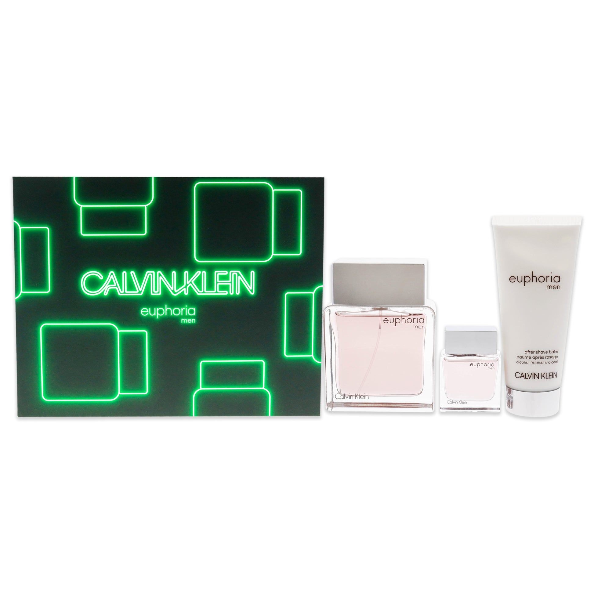 Euphoria by Calvin Klein for Men 3 Pc Gift Set 3.4oz EDT Spray, 05oz EDT Splash, 3.4oz After Shave Balm