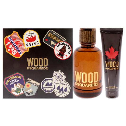 Wood by Dsquared2 for Men - 2 Pc Gift Set 3.4oz EDT Spray, 5.0oz Bath and Shower Gel