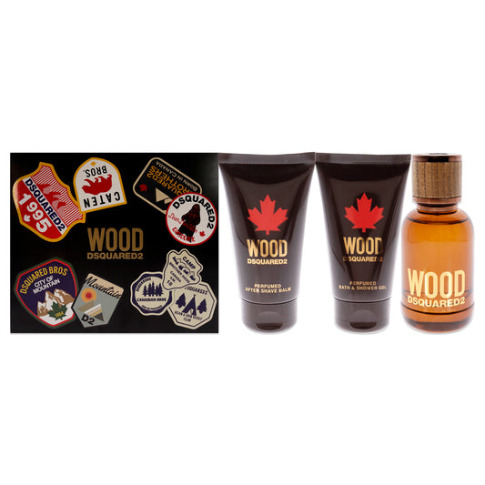 Wood by Dsquared2 for Men - 3 Pc Gift Set 1.7oz EDT Spray, 1.7oz After Shave Balm, 1.7oz Bath and Shower Gel
