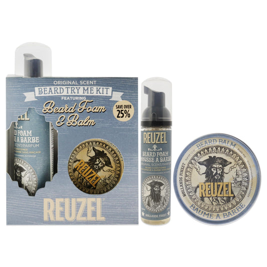 Beard Try Me Kit by Reuzel for Men - 2 Pc 1.3oz Beard Balm, 2.36oz Beard Foam