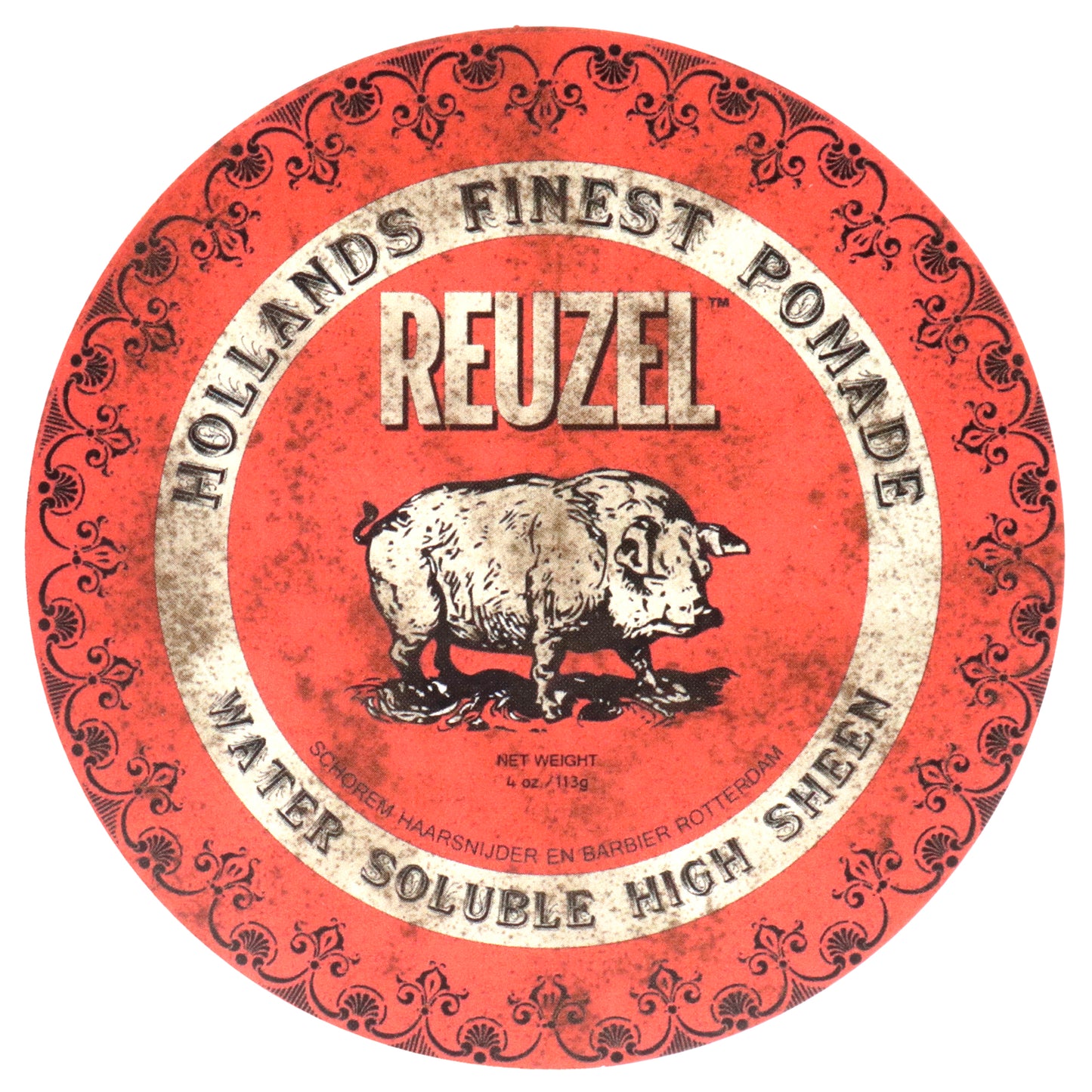 Red Water Soluble High Sheen Pomade Sticker