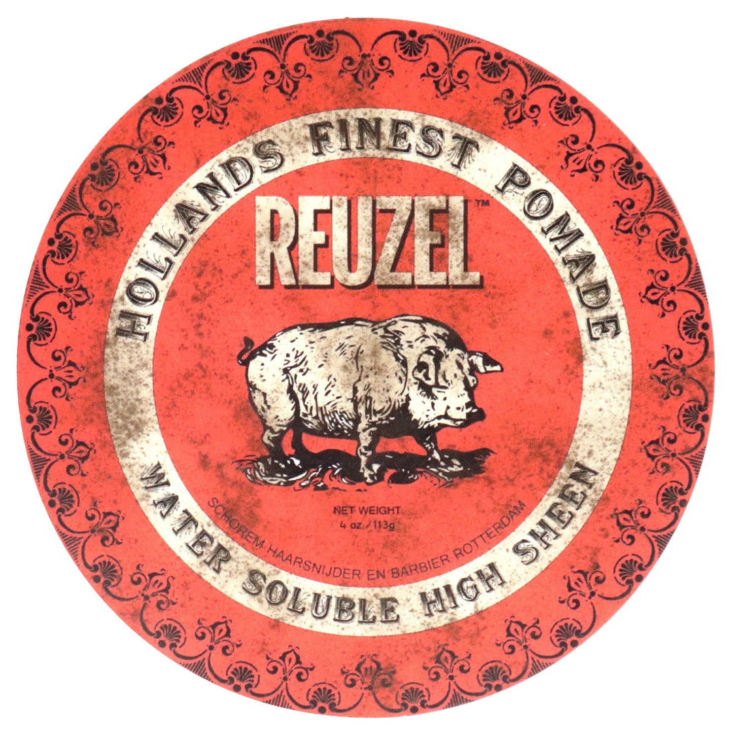 Red Water Soluble High Sheen Pomade Sticker