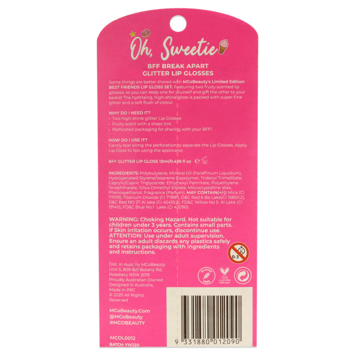 Oh Sweetie Best Friends Break Apart Glitter Lip Gloss Peach, Watermelon