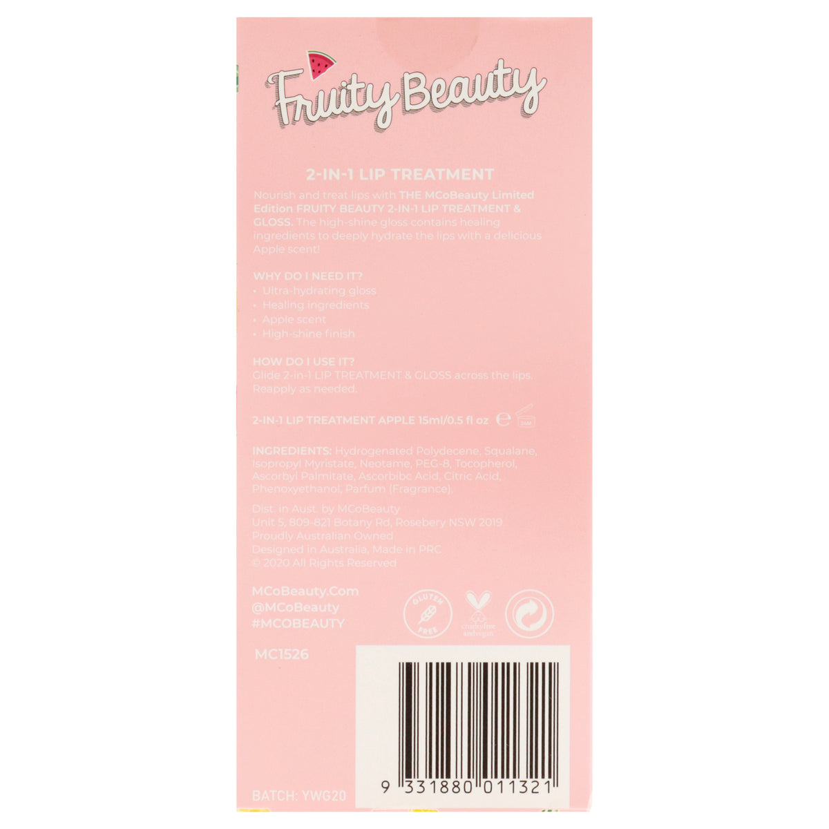 Fruity Beauty 2-In-1 Lip Treatment and High Shine Gloss