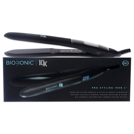 10x Pro Styling Iron - Black Z-FGTST-10X by Bio Ionic for Women - 1 Inch Flat Iron