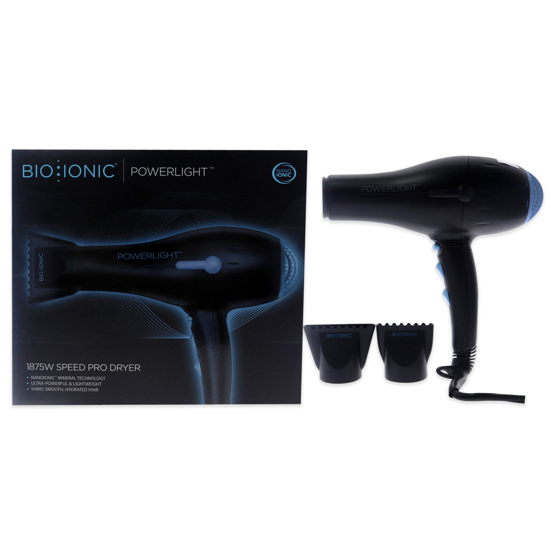 PowerLight 1875W Speed Pro-Dryer - Black by Bio Ionic for Women - 1 Pc Hair Dryer