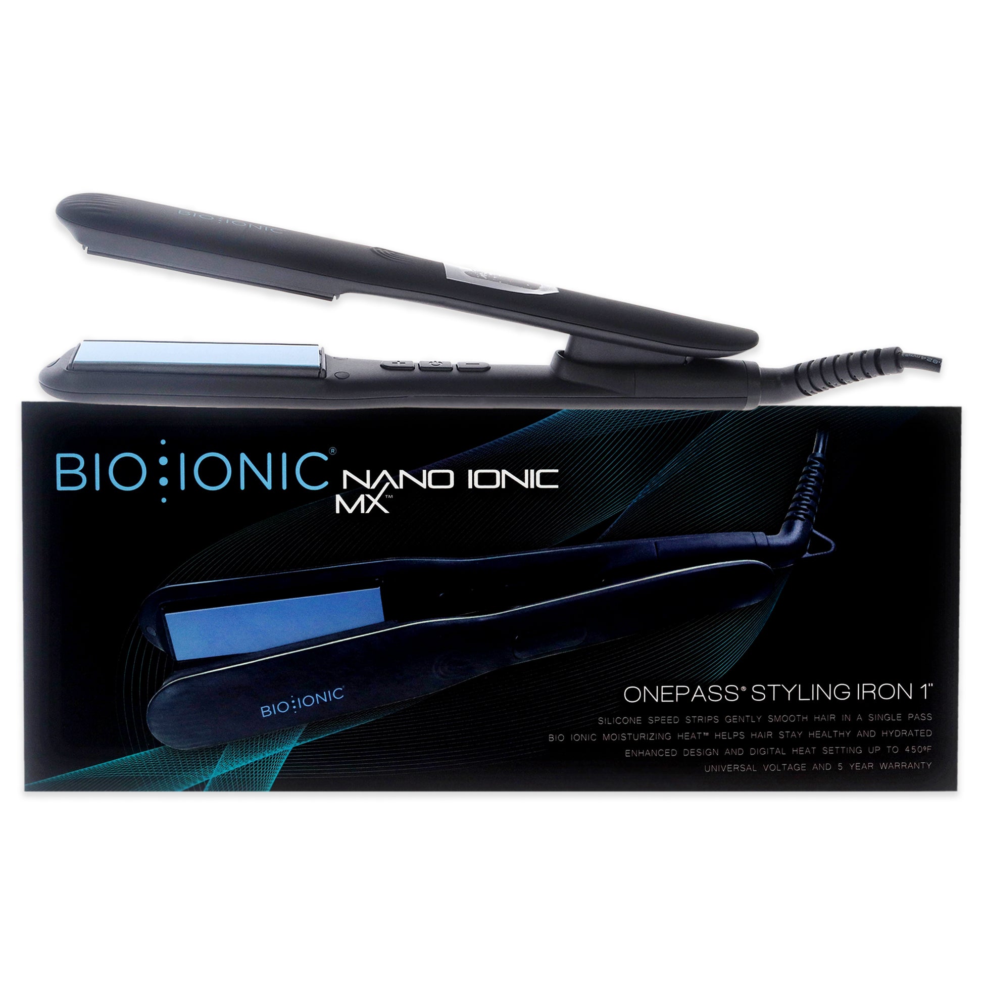 Onepass Nanoionic MX Styling Iron - Black ST-OP-1.0-LM by Bio Ionic for Women - 1 Inch Flat Iron