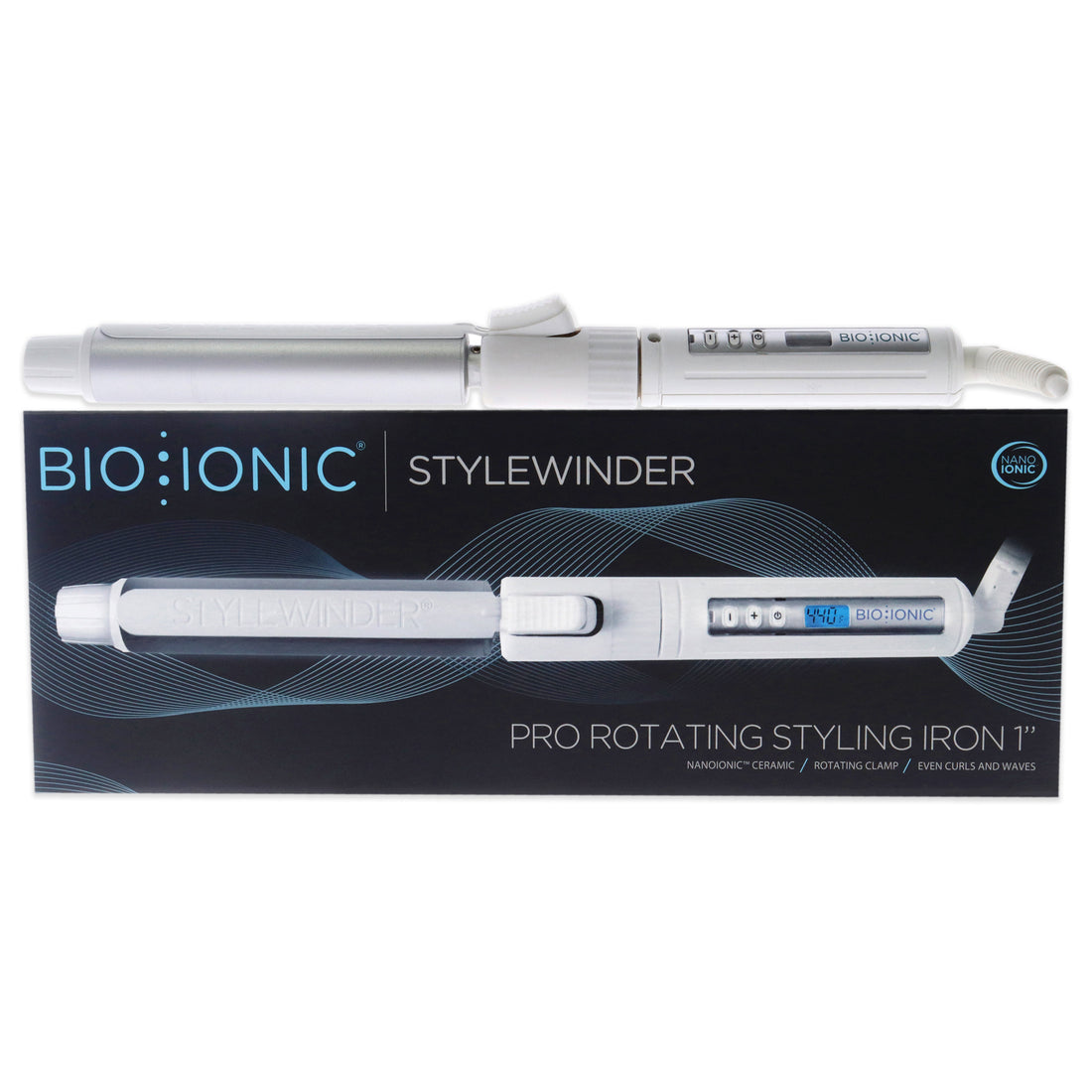 StyleWinder Pro Rotating Styling Iron - White by Bio Ionic for Women - 1 Inch Flat Iron