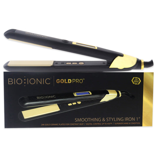 Gold Pro Smoothing and Styliing Iron - Z-GPT-SM-1.0 by Bio Ionic for Women - 1 Inch Flat Iron