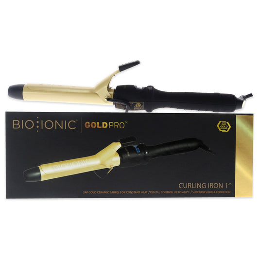 Gold Pro Curling Iron - Z-GPT-CI-1.0 by Bio Ionic for Women - 1 Inch Curling Iron