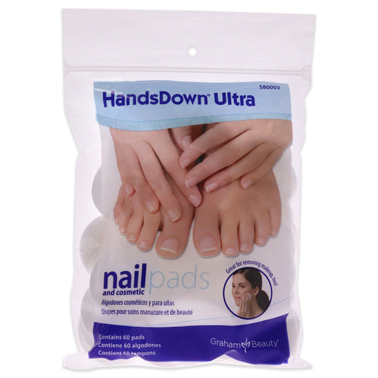 HandsDown Ultra Nail and Cosmetic Pads by Graham Beauty for Unisex - 60 Pc Pads