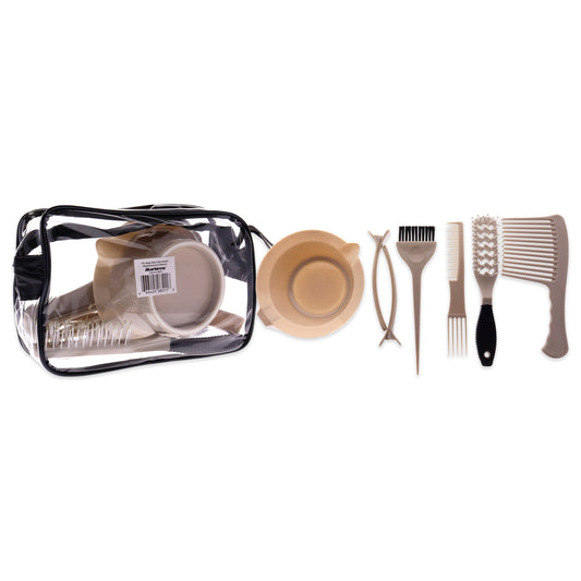 Hair color Tint Kit - Beige by Marianna for Unisex - 7 Pc Mixing Bowl, Hair Clips, Color Brush, Comb, Brush, Detangling Comb, Bag