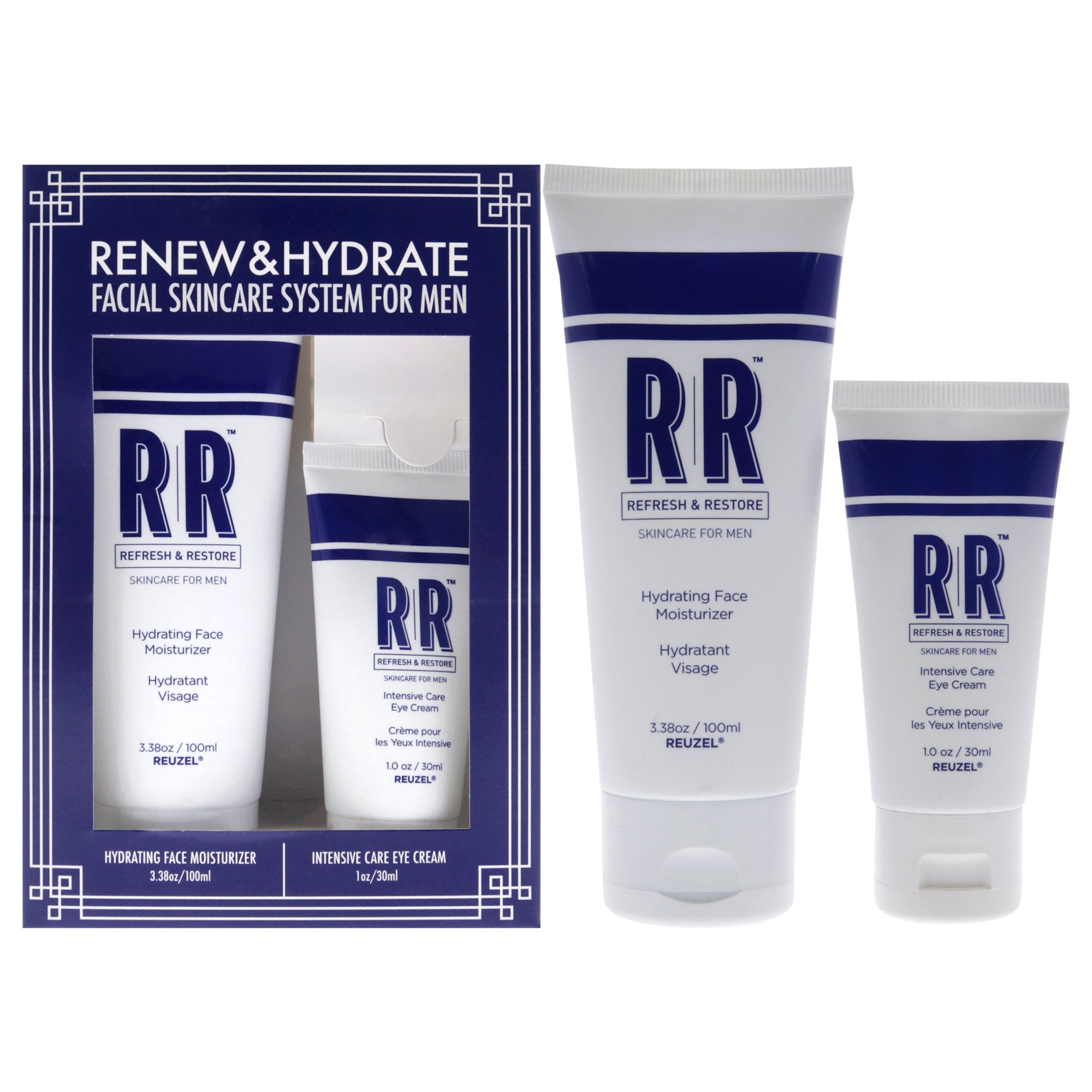 RR Renew and Hydrate Duo by Reuzel for Men - 2 Pc 1oz Intensive Care Eye Cream, 3.38oz Hydrating Face Moisturizer