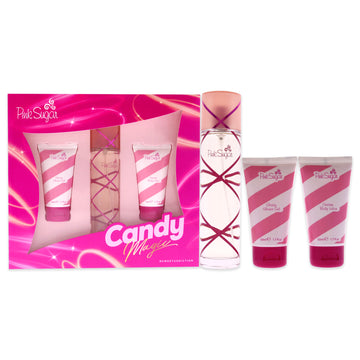 Pink Sugar Candy Magic by Aquolina for Women - 3 Pc Gift Set 3.4oz EDT Spray, 1.7oz Glossy Shower Gel, 1.7oz Creamy Body Lotion