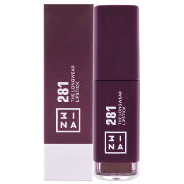 The Longwear Lipstick - 281 Aubergine by 3Ina for Women - 0.20 oz Lipstick