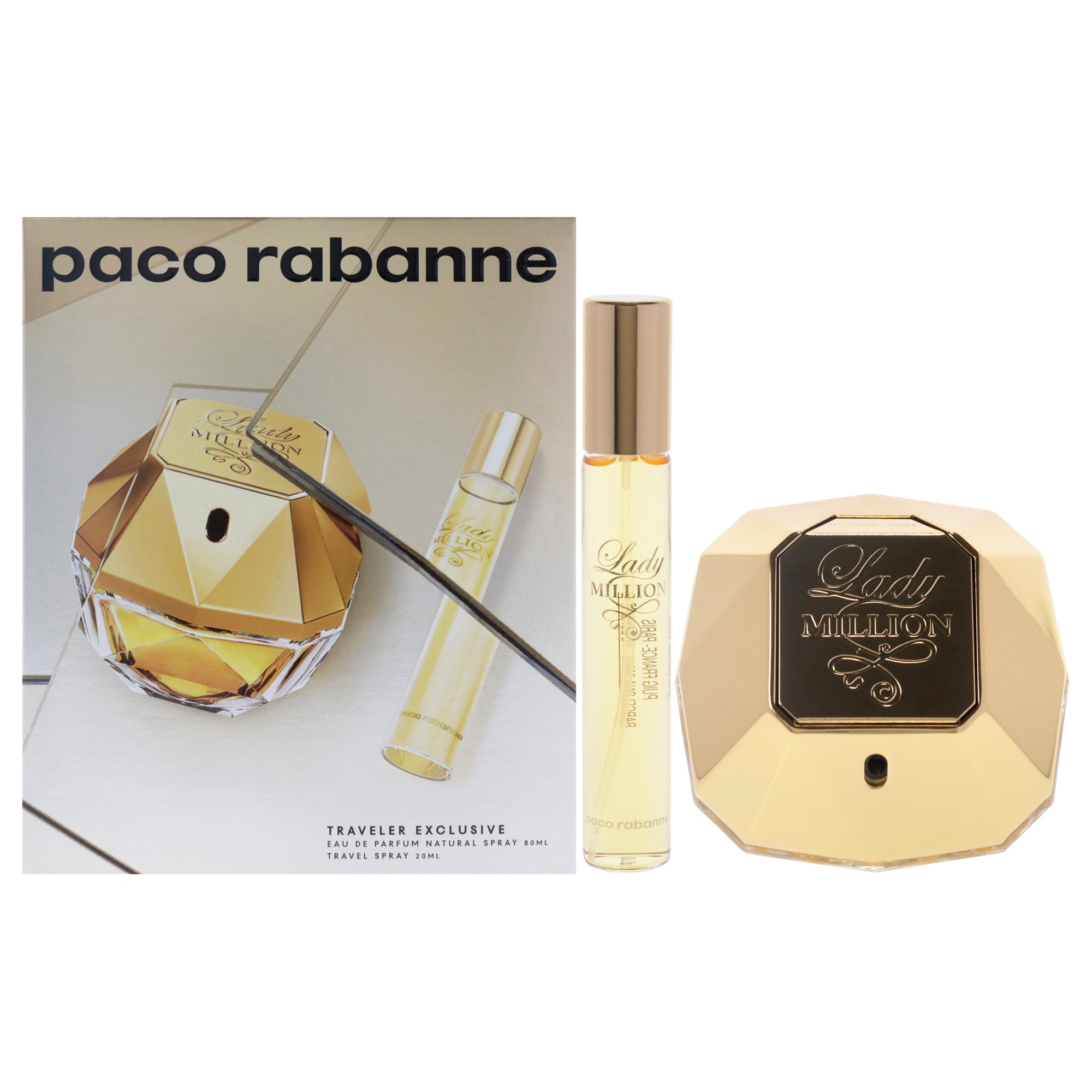 Lady Million by Paco Rabanne for Women - 2 Pc Gift Set 2.7oz EDP Spray, 0.68oz EDP Travel Spray