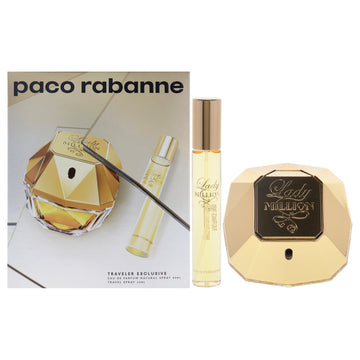 Lady Million by Paco Rabanne for Women - 2 Pc Gift Set 2.7oz EDP Spray, 0.68oz EDP Travel Spray