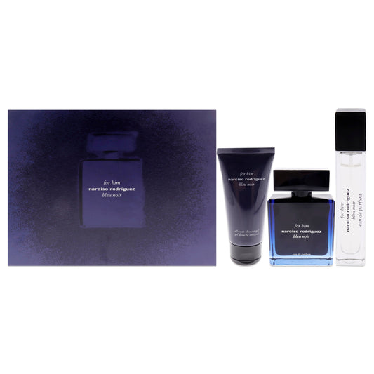Bleu Noir by Narciso Rodriguez for Men - 3 Pc Gift Set 3.3oz EDP Spray, 1.6oz Shower Gel, 10ml EDP Spray