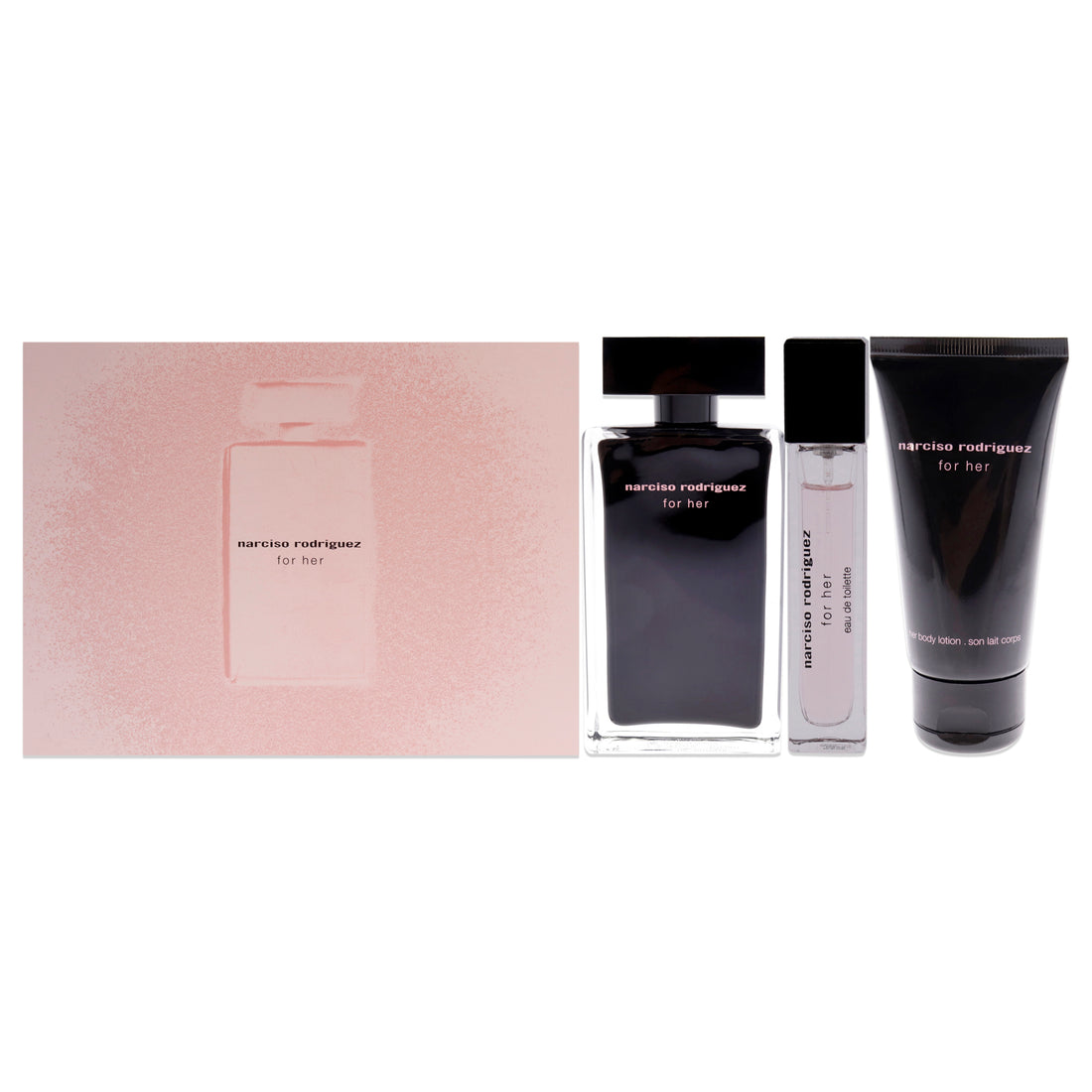 Narciso Rodriguez by Narciso Rodriguez for Women - 3 Pc Gift Set 3.3oz EDT Spray, 10ml EDT Spray, 1.6oz Body Lotion