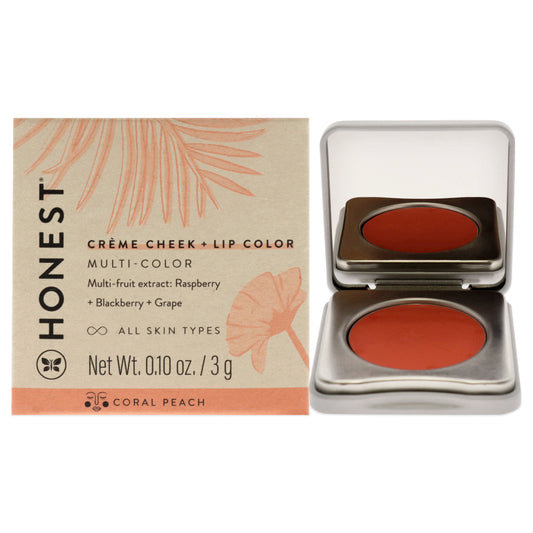 Creme Cheek Blush Plus Lip Color - Coral Peach by Honest for Women - 0.10 oz Makeup