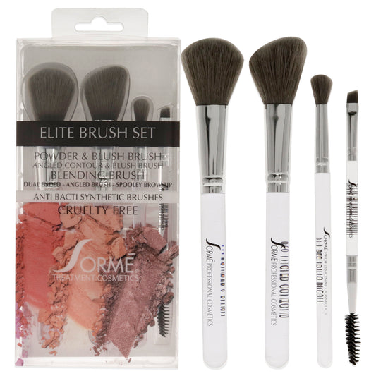 Elite Brush Set by Sorme Cosmetics for Women - 4 Pc Powder and Blush Brush - 968, Angled Contour and Blush Brush - 969, Blending Brush - 971, Dual Ended Angled Brush - 972